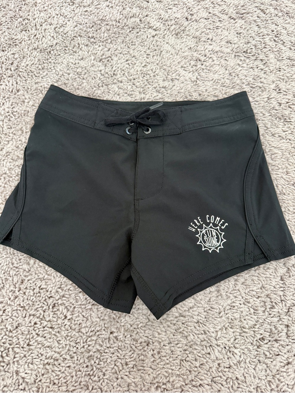 Billabong Black Kids Swim Shorts with 'Here Comes Sun' Graphic
